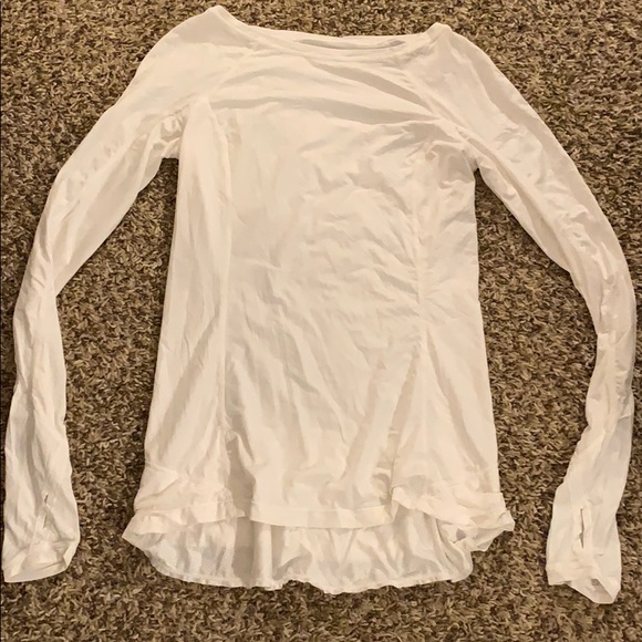 white long sleeve ruffle shirt